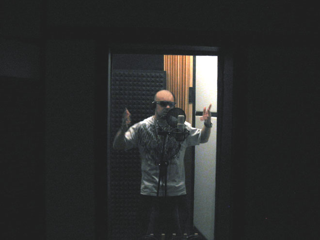 JB in vocal booth